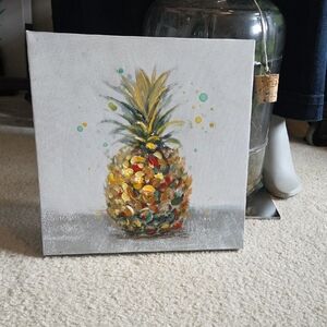 Streamline Art Textured Canvas Print Pineapple